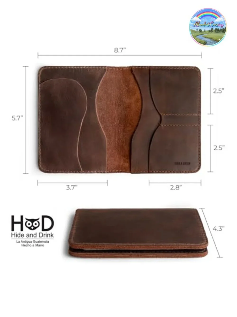 Full Grain Leather Passport Cover with Key Holder and Bill Slots, Handmade